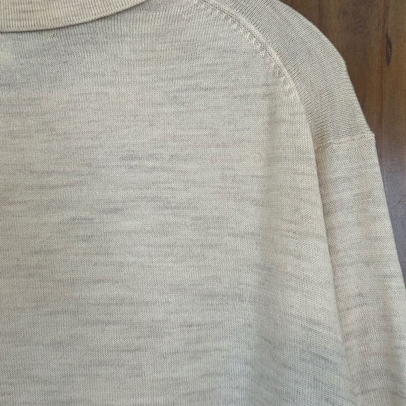 Turnbury 100%  Merino Wool Cream Pullover Lightweight Sweater with Collar Sz L - Picture 9 of 11